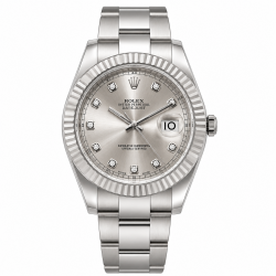 Rolex Datejust II 41MM 116334 Silver Diamond Dial Watch